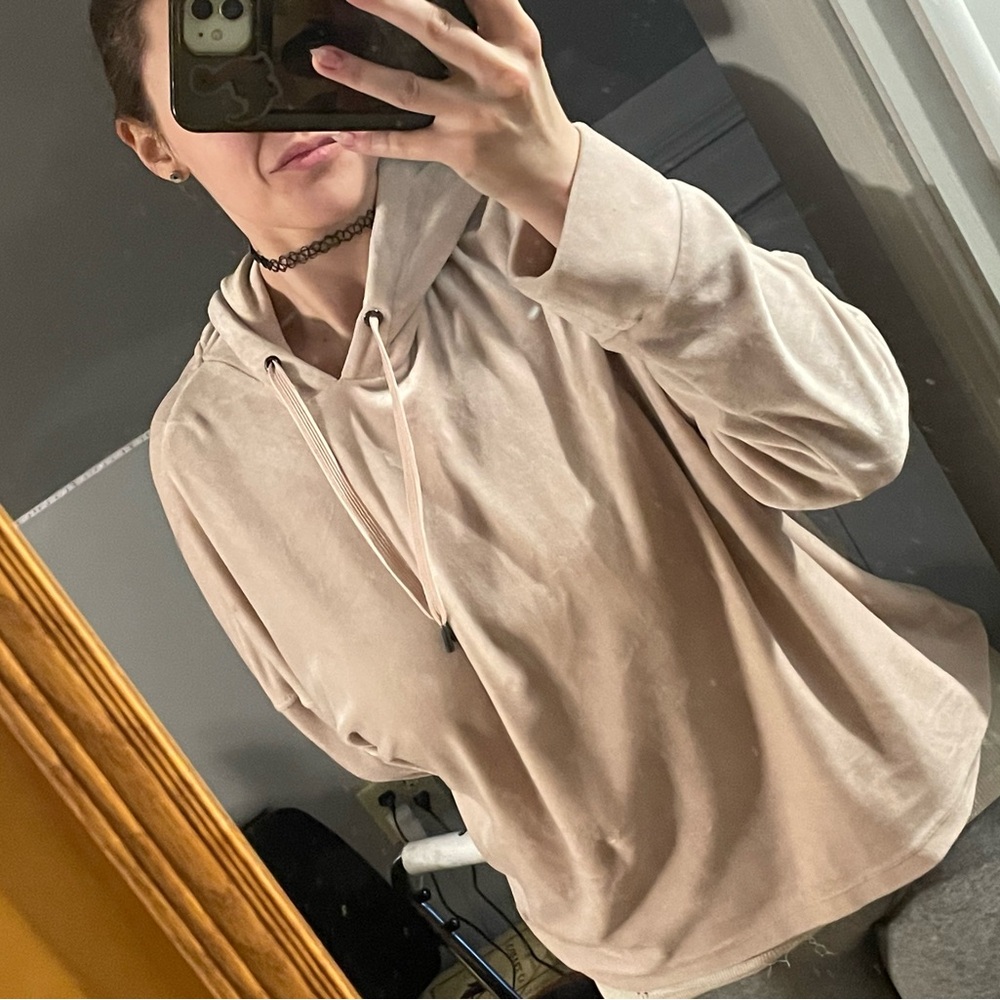 pink velvet hoodie